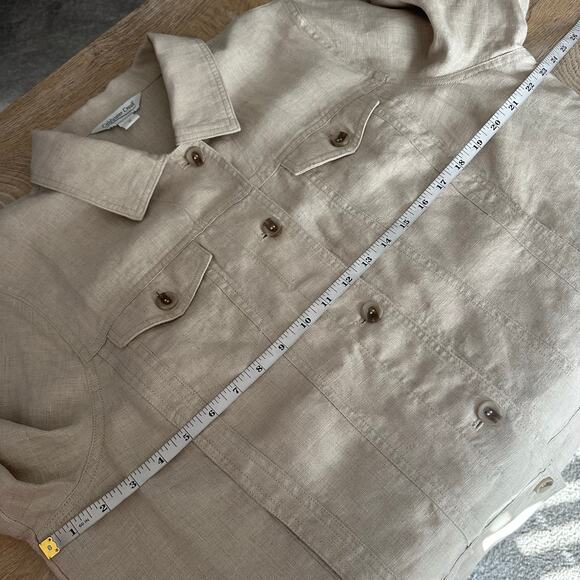 Coldwater Creek Journeys Lightweight Washable Linen Jacket Flax Khaki XL - Picture 9 of 10